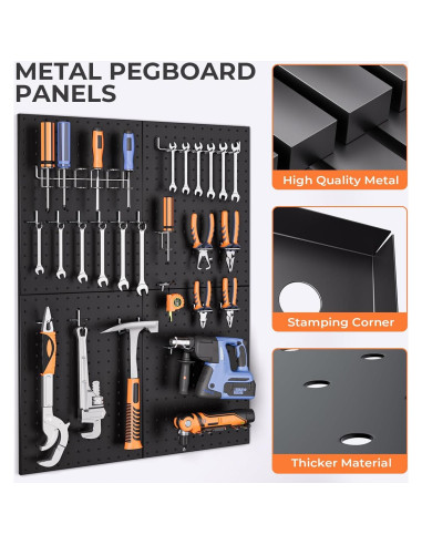 Organizador de Pared INCLY 70PCS con Tablero Perforado Negro