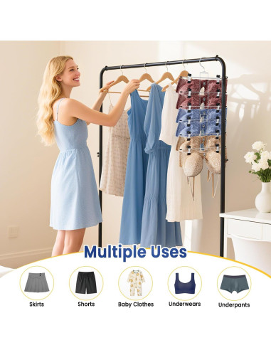 Perchas para Pantalones Damita con Clips Ahorra Espacio 1-Pack