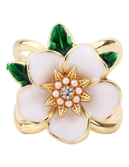 Anillo de Bufanda Floral Gardenia Mikovivi con Cristales CZ Anillo de Bufanda Floral Gardenia Mikovivi con Cristales CZ