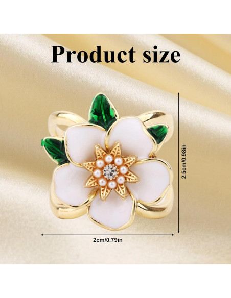 Anillo de Bufanda Floral Gardenia Mikovivi con Cristales CZ Anillo de Bufanda Floral Gardenia Mikovivi con Cristales CZ
