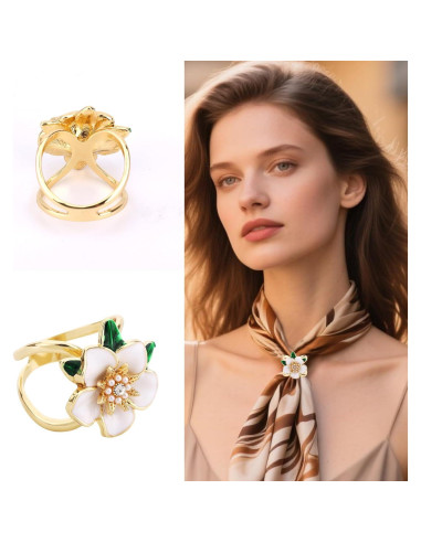 Anillo de Bufanda Floral Gardenia Mikovivi con Cristales CZ