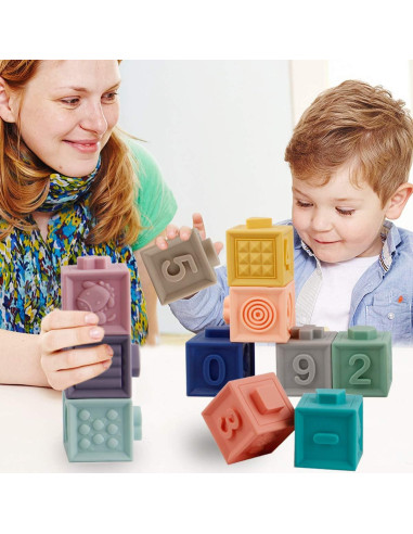 Bloques de Construcción Suaves Mini Tudou 12PCS para Bebés 6+ Meses