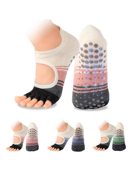 Calcetines Antideslizantes de Pilates BERVASTO 3 Piezas Mujeres Calcetines Antideslizantes de Pilates BERVASTO 3 Piezas Mujeres
