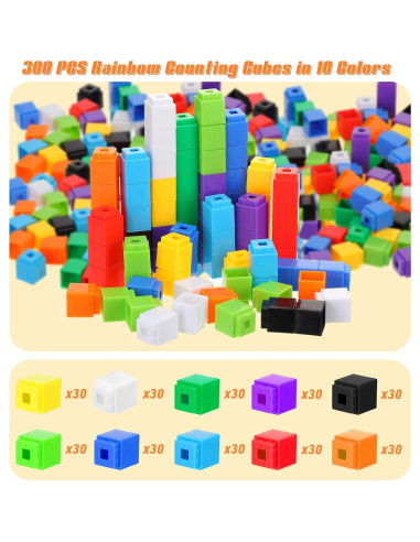 Jenaai 300 Cubos de Conteo Plásticos para Matemáticas