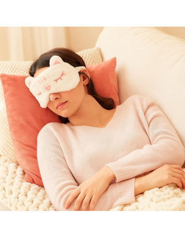 Geyoga 6 Pcs Máscaras de Sueño de Peluche para Adultos