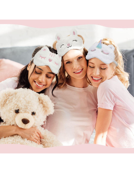 Geyoga 6 Pcs Máscaras de Sueño de Peluche para Adultos Geyoga 6 Pcs Máscaras de Sueño de Peluche para Adultos