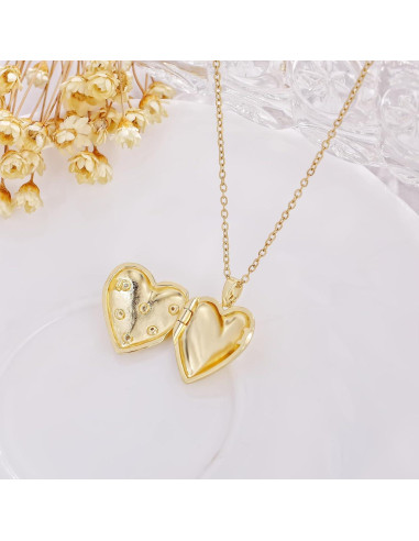 Collar Medallón Corazón YOUFENG con 2 Imágenes 45cm Oro 14K
