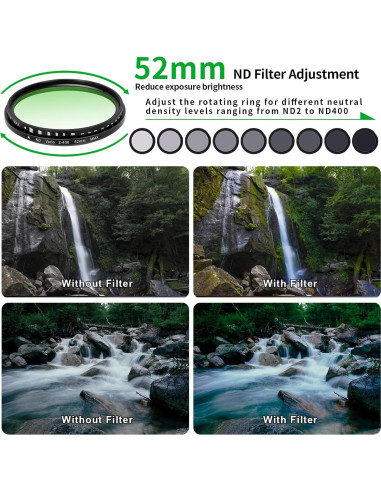 Filtro ND Variable 52mm Beysfilter ND2-ND400 para Smartphone