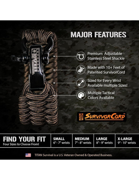 Pulsera de Supervivencia Titan Paracord X-LARGE 22.86-25.4cm Pulsera de Supervivencia Titan Paracord X-LARGE 22.86-25.4cm