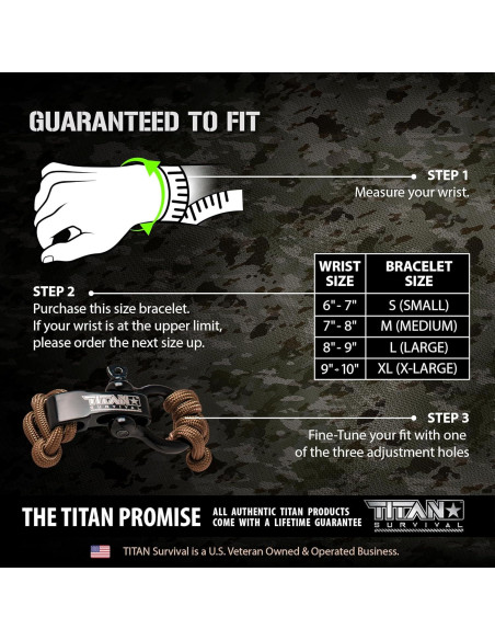 Pulsera de Supervivencia Titan Paracord X-LARGE 22.86-25.4cm Pulsera de Supervivencia Titan Paracord X-LARGE 22.86-25.4cm