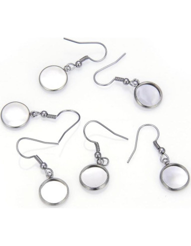 50 Ganchos de Arete de Acero Inoxidable Adabele 8mm Hipoalergénico