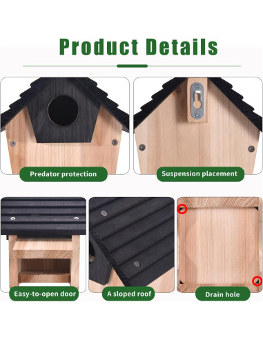Casa para Pajaritos de Madera Azul DIY CLACKIBUKVYZ 19.4x16.5cm