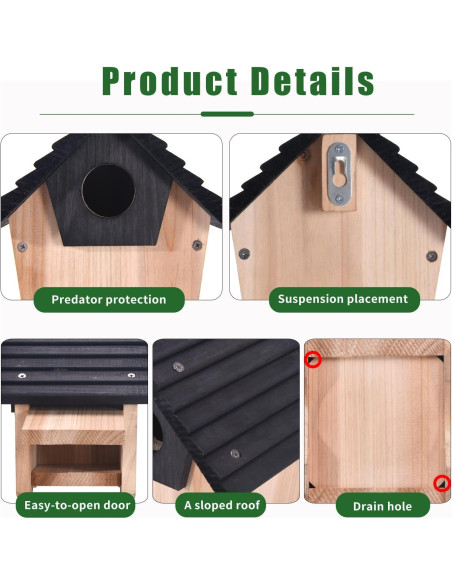 Casa para Pajaritos de Madera Azul DIY CLACKIBUKVYZ 19.4x16.5cm Casa para Pajaritos de Madera Azul DIY CLACKIBUKVYZ 19.4x16.5cm