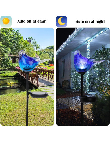 Luces de Jardín Afirst Solar Bluebird - Vidrio Soplado a Mano