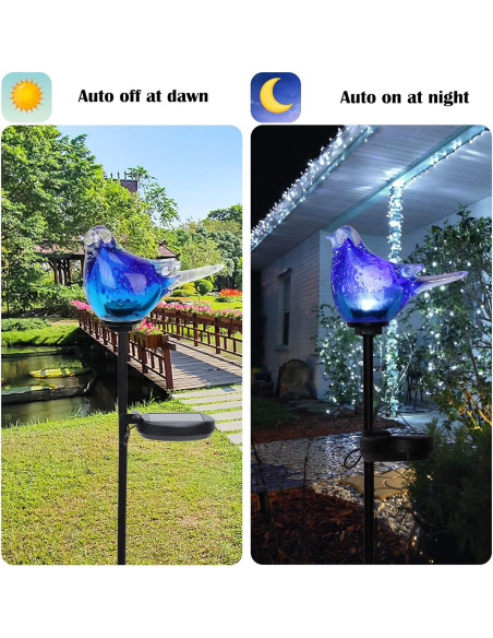 Luces de Jardín Afirst Solar Bluebird - Vidrio Soplado a Mano Luces de Jardín Afirst Solar Bluebird - Vidrio Soplado a Mano