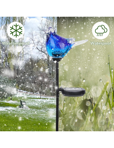 Luces de Jardín Afirst Solar Bluebird - Vidrio Soplado a Mano Luces de Jardín Afirst Solar Bluebird - Vidrio Soplado a Mano