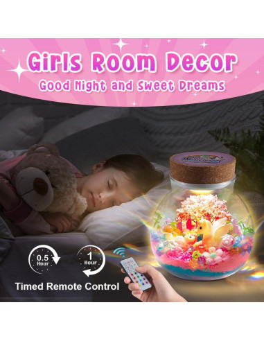 Kit de Terrario de Unicornio Kenllas con Luz LED para Niñas