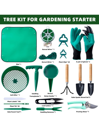Kit de Jardinería 175 Piezas SteelyCo - Herramientas para Bonsái y Suculentas
