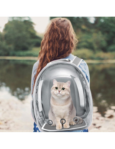 Mochila Transportín para Mascotas KuLGdami Gris 32.8x24.9cm
