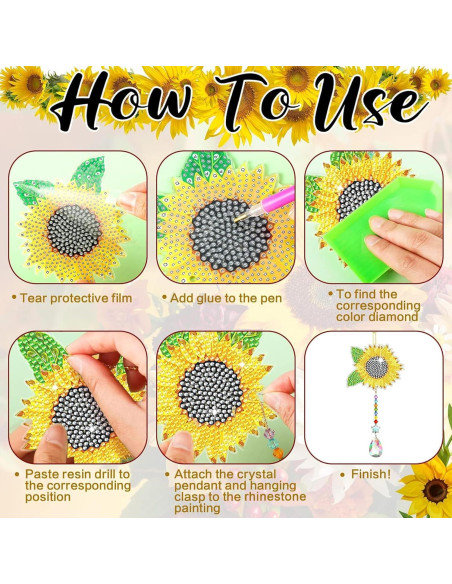 Kit de Arte de Diamante Tradder 6 Pcs Campanas de Viento Girasol Kit de Arte de Diamante Tradder 6 Pcs Campanas de Viento Girasol