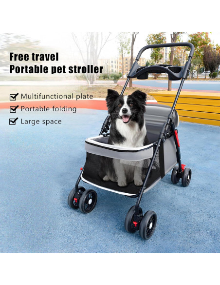 Carrito Plegable para Mascotas Reukmuuc hasta 10kg Gris Carrito Plegable para Mascotas Reukmuuc hasta 10kg Gris