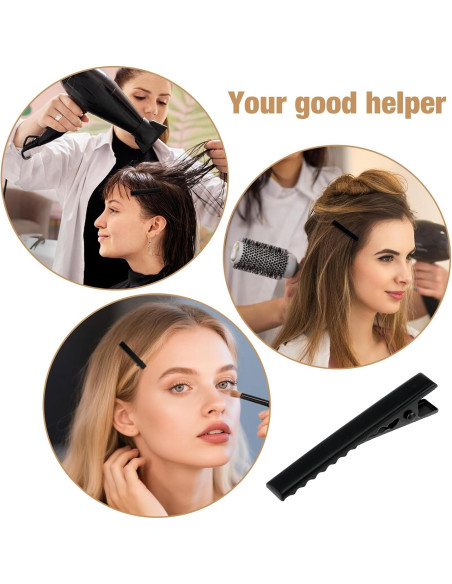 50 Clips de Cocodrilo Negro Bremorou para Cabello 4.5 cm 50 Clips de Cocodrilo Negro Bremorou para Cabello 4.5 cm
