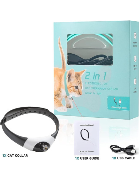 Collar láser interactivo para gatos MZINGALL - Negro, 200-310mm