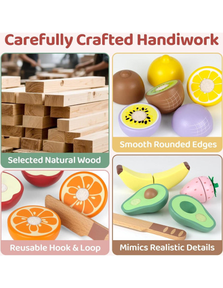 Juego de Comida de Madera Beberolen para Niños 3+ Años Juego de Comida de Madera Beberolen para Niños 3+ Años