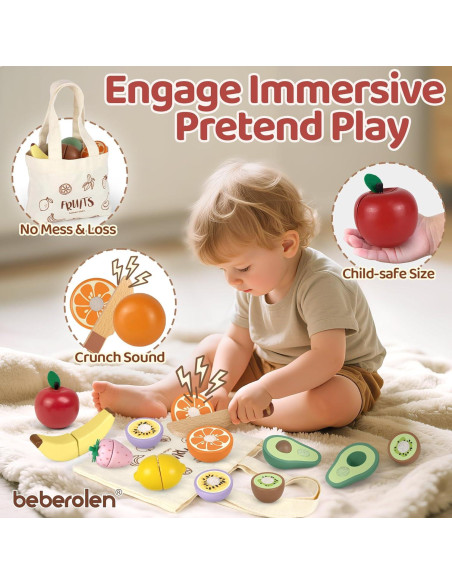 Juego de Comida de Madera Beberolen para Niños 3+ Años Juego de Comida de Madera Beberolen para Niños 3+ Años