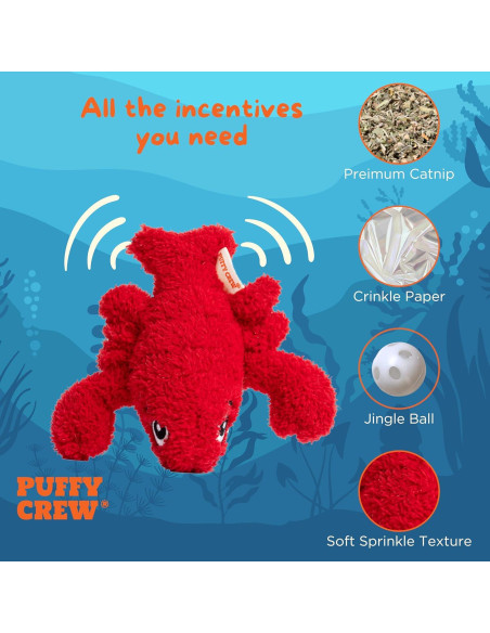 Juguete de felpa para gatos Puffy Crew langosta 12.7 cm Juguete de felpa para gatos Puffy Crew langosta 12.7 cm