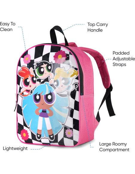 Mochila Powerpuff Girls Rosa 38.1x29.2x11.4 cm para Niñas Mochila Powerpuff Girls Rosa 38.1x29.2x11.4 cm para Niñas