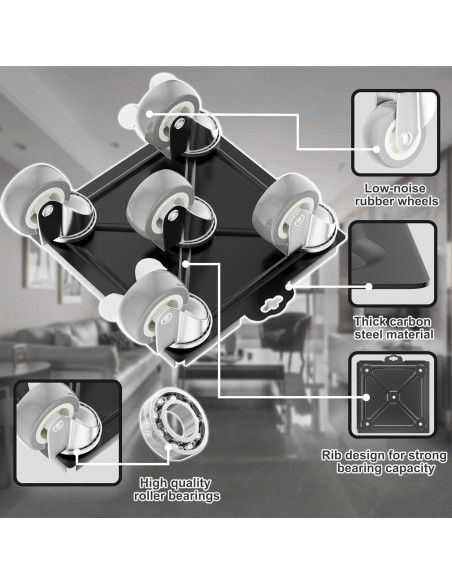 Juego de Carretillas para Muebles Qenovo 5 Ruedas 453.6 kg Juego de Carretillas para Muebles Qenovo 5 Ruedas 453.6 kg