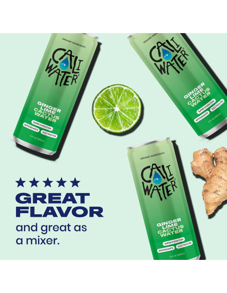 Caliwater Agua de Cactus Orgánica Jengibre y Lima 12 Latas 355ml Caliwater Agua de Cactus Orgánica Jengibre y Lima 12 Latas 355ml