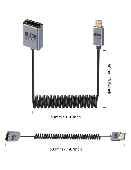 Cable HDMI a Micro HDMI Duttek 8K 0.30-0.46m 48Gbps Cable HDMI a Micro HDMI Duttek 8K 0.30-0.46m 48Gbps
