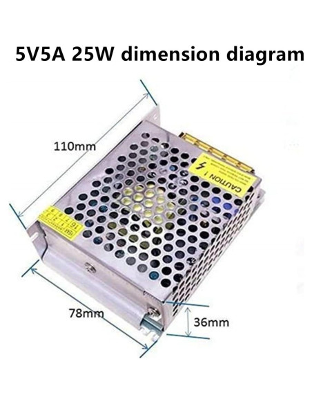 Fuente de Alimentación DC 5V 5A 25W PHEVOS para Proyectos Fuente de Alimentación DC 5V 5A 25W PHEVOS para Proyectos