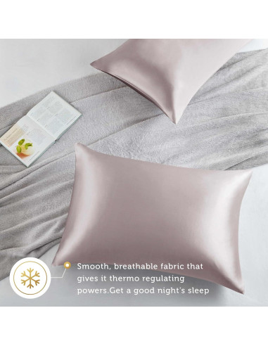 Funda de Almohada de Seda Pura 25 Momme Hyde Lane Rosa 50.8x91.4 cm