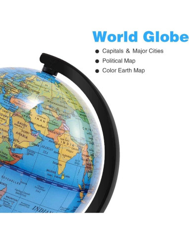 Globo Terráqueo Mini Wizdar 10 cm Educativo Rotativo