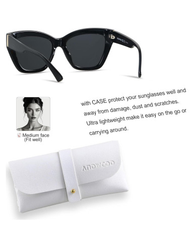 Gafas de sol polarizadas ANDWOOD AF3163 ojo de gato para mujer