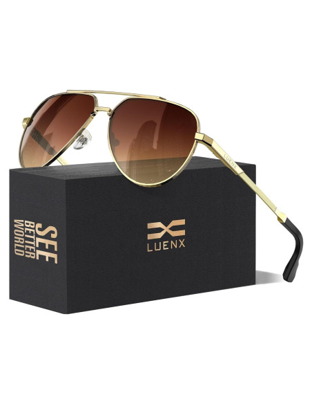 Gafas de sol LUENX Aviador Unisex Polarizadas UV400 Gafas de sol LUENX Aviador Unisex Polarizadas UV400