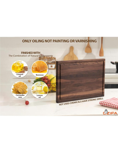 Tabla de Cortar de Madera de Nogal Cozifa 43.2x30.5cm con Canal de Jugo