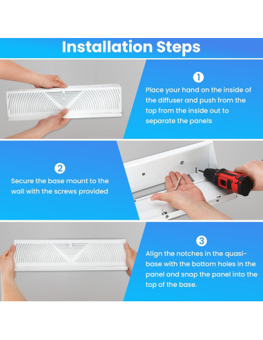 Rejilla de Ventilación de Baseboard Aremae 38.1 cm Blanca