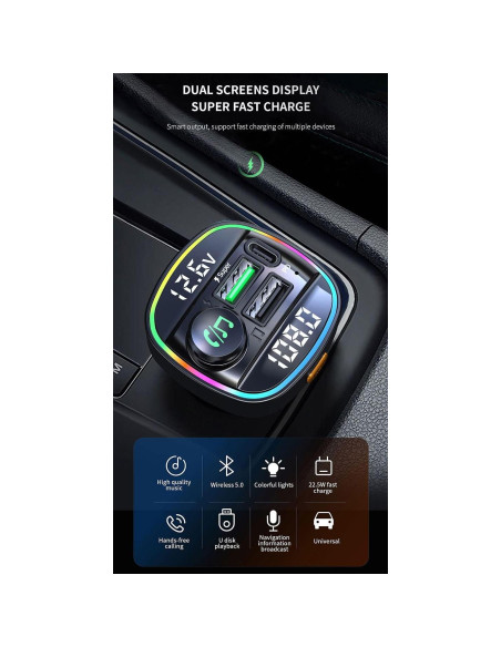 Transmisor FM Bluetooth OHITEC C22 con Cargador Rápido 20W Transmisor FM Bluetooth OHITEC C22 con Cargador Rápido 20W
