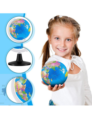 Henoyso 24 Mini Globos Terráqueos 13.2 cm para Educación
