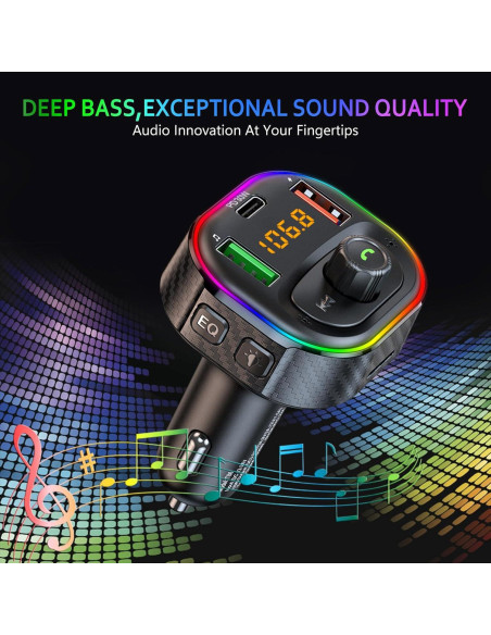 Adaptador de Coche Bluetooth SETHDA T86 FM Transmitter 48W Adaptador de Coche Bluetooth SETHDA T86 FM Transmitter 48W