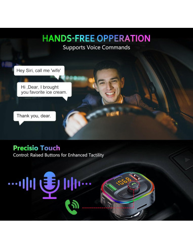 Adaptador de Coche Bluetooth SETHDA T86 FM Transmitter 48W
