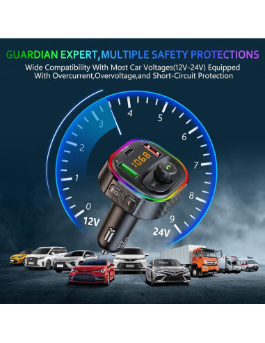 Adaptador de Coche Bluetooth SETHDA T86 FM Transmitter 48W