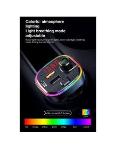 Transmisor FM Bluetooth OHITEC con Cargador Rápido QC3.0 y USB-C 2