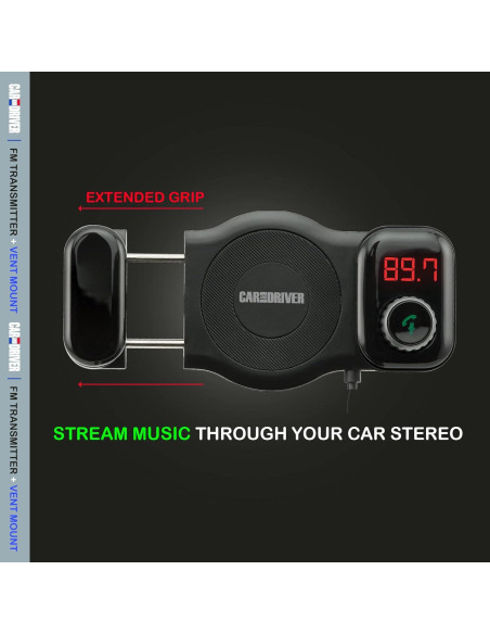 Transmisor FM Bluetooth Car and Driver 9900 con Soporte de Teléfono Transmisor FM Bluetooth Car and Driver 9900 con Soporte de Teléfono