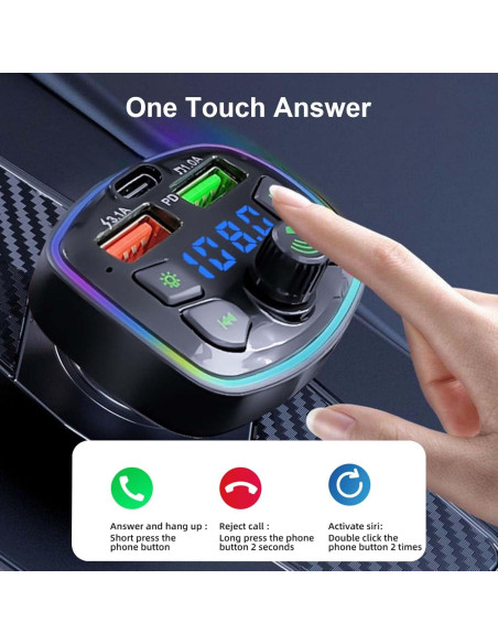 Transmisor Bluetooth FM VEESA 5.0 Carga Rápida 3.0 para Coche Transmisor Bluetooth FM VEESA 5.0 Carga Rápida 3.0 para Coche