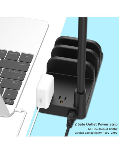 Soporte para Auriculares KAFRI con Cargador USB y 2 Tomas
